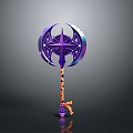 Fantasy Hammer 3D Render With Purple Blue Gradient Star Shaped Head And Orange Striped Handle