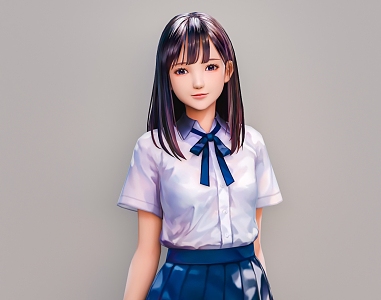 Women Students Female Students School Uniform School College Students Animation Wind 3d model