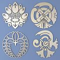 Japanese-style Metal Carved Traditional Pattern Carved Pattern 3d model