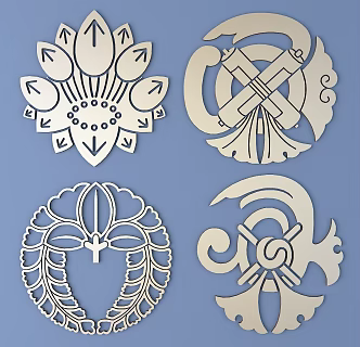 Japanese-style Metal Carved Traditional Pattern Carved Pattern 3d model