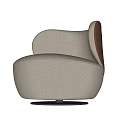 Modern Beige Leather Sofa Stool With Curved Design And Swivel Base 3d model