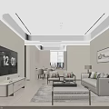 Soft Tone Modern Open Plan Living And Dining Room With Cozy Elegant Home Interior Decoration