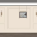 Elegant Modern Interior Wall Paneling With Wall Sconces Framed Art And Herringbone Flooring 3d model