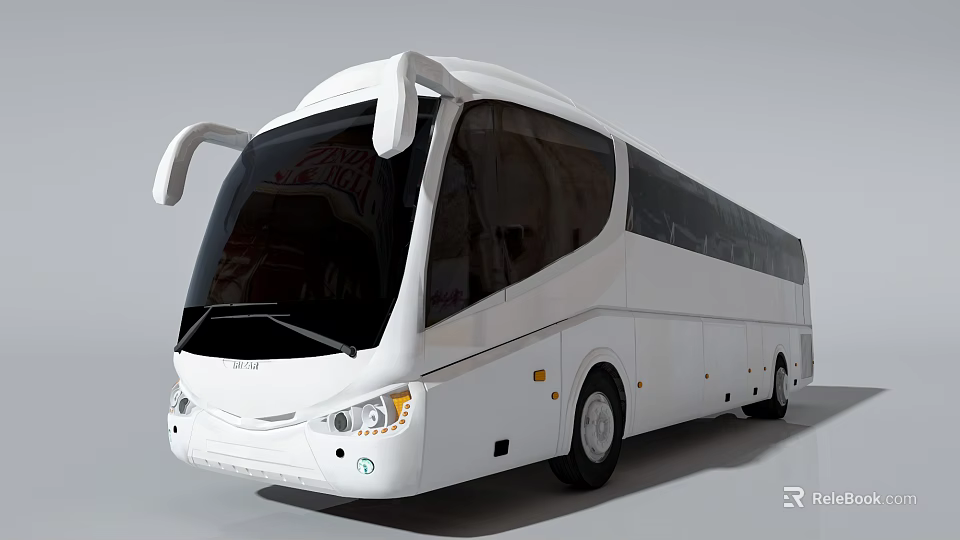 White Modern Tourist Bus With Large Windows And Sleek Exterior Design 3d model 