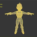 Anime Character Vegeta in Blue Outfit With White Gloves Black Spiky Hair Golden Accents
