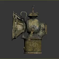 Vintage Lighting Combination Featuring Antique Brass Lamp With Classic Metal Handle Design