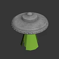Advanced Fighter Jet With Green Beam And Circular Windows In Flight Scene