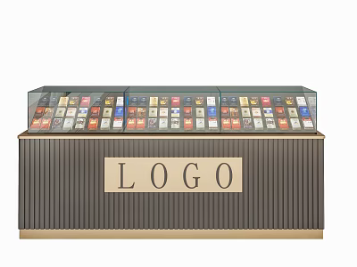 Dark Colored Showcase Shelf With Glass Cover And Front LOGO Area 3d model