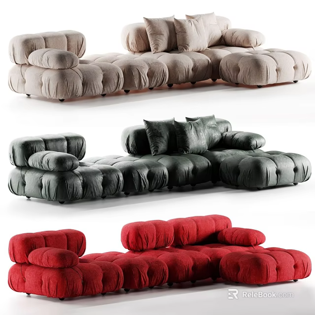 Modern Sectional Sofa With Plush Design And Multi color Options For Living Room 3d model 