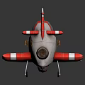 Cute Red And White Cartoon Airplane With Propeller Cockpit Window Wing And Badge