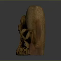 Hand Carved Decorative Sculpture With Cylindrical Body And Leaf Fruit Base