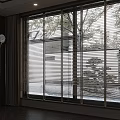 Functional Window Blinds Enhance Modern Home Interior with Natural View and Scenic Outdoor Trees
