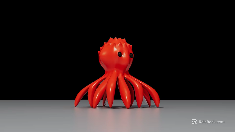 Stylish Cartoon Red Octopus Toy With Long Tentacles And Playful Design 3d model 