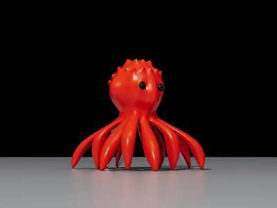 Stylish Cartoon Red Octopus Toy With Long Tentacles And Playful Design 3d model