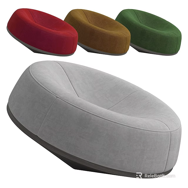 Modern Comfortable Bean Bag Chair With Gray Red Brown Green Color Options For Living Room 3d model 