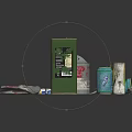 Beverage Cans And Bottles Various Types With Assorted Colors Different Shapes Scattered On Black Background