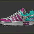 Adidas Casual Sneakers White Pink And Turquoise With Three Stripes And Heart Pattern