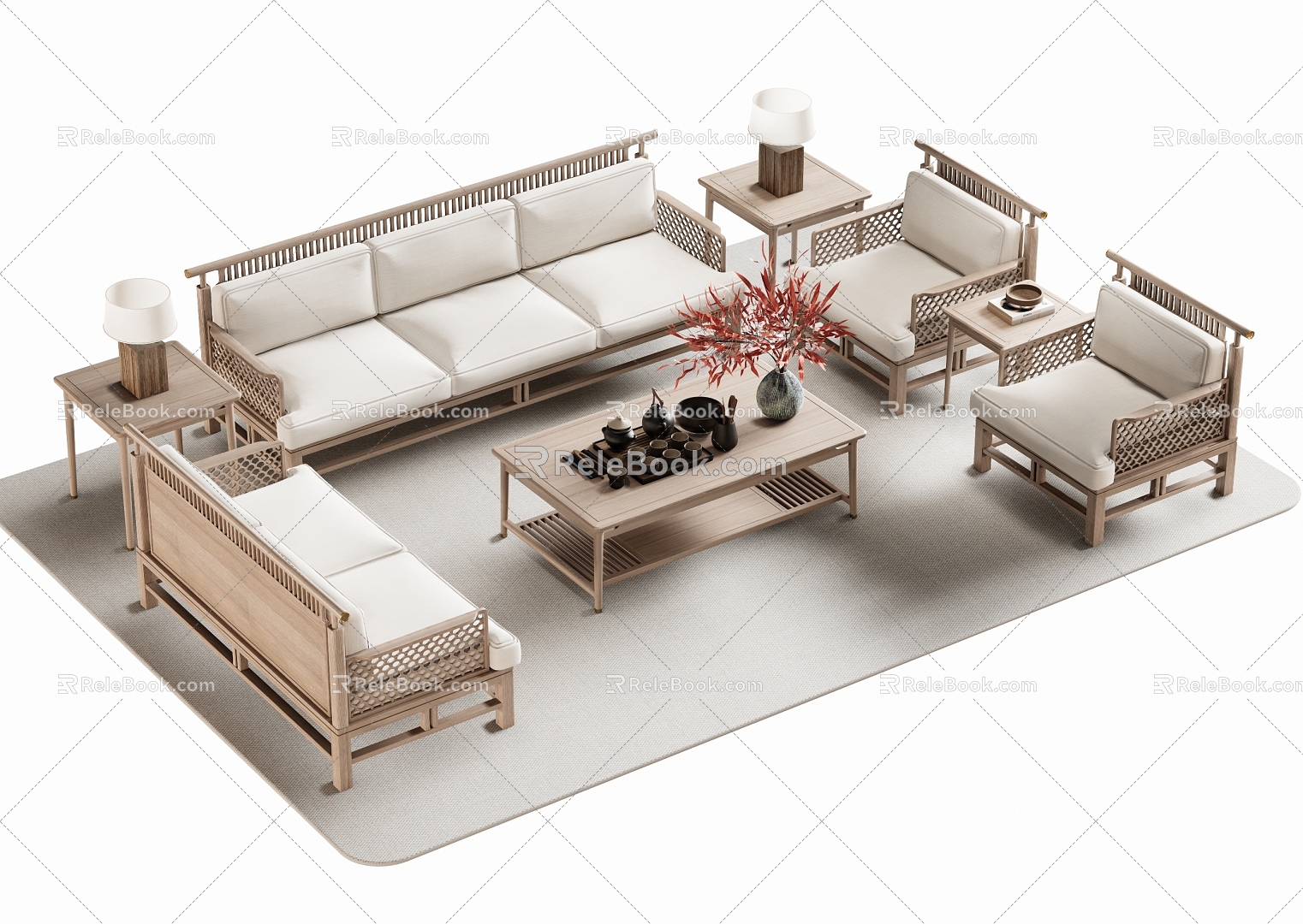 New Chinese Sofa Coffee Table 3d model