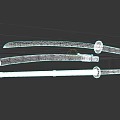 Traditional Japanese Katana Weapon With Black Red Sheath And Wooden Handle