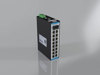Industrial Ethernet Switch With Multiple Ports And Compact Design For Network Communication 3d model
