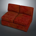 Red Fabric Two Seater Sofa With Modern Comfortable Upholstered Design 3d model