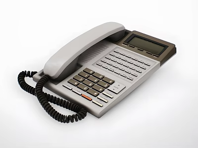 Classic Landline Telephone with Coiled Cord Keypad Display and Ergonomic Design for Home Use 3d model