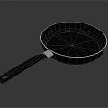 Black Household Frying Pan With Comfortable Handle For Kitchen Cooking 3d model