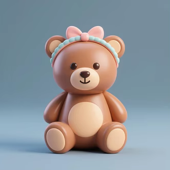 Plastic Cartoon Bear Ornaments Decorative Doll Blind Box Brown Bear Memorial Day 3d model