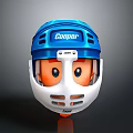Cooper Hockey Helmet With Cartoon Face Design And White Blue Details