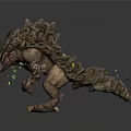 Game Fantasy Monster Character Design With Rock Like Shell And Glowing Green Elements 3d model