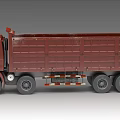 Red Heavy Duty Truck with Open Cargo Bed for Commercial Transport Use