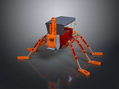 Game Movie Character Futuristic Mechanical Spider With Orange Red Legs Black Top Design 3d model
