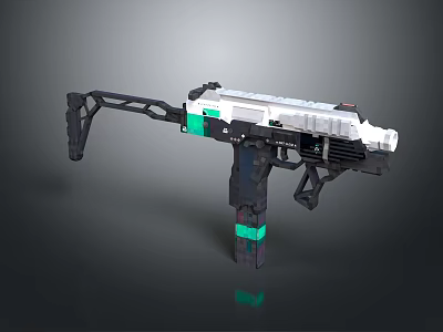 Advanced Sci Fi Weapon with White Green Black Color and Sleek Structural Design 3d model
