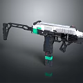 Advanced Sci Fi Weapon with White Green Black Color and Sleek Structural Design 3d model