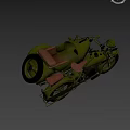 Vintage Green Motorcycle With Sidecar Star Emblem And Classic Retro Design