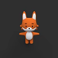 Cute 3D Cartoon Fox Character With Orange White Fur And Black Background