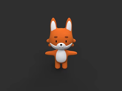 Cartoon Cute Fox Character Animal Pet Creature 3d model
