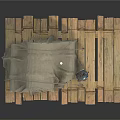 Industrial Equipment Setup With Canvas Covered Metal Drum On Wooden Pallet