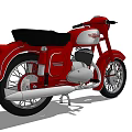 Vintage Red And White Motorcycle With Classic Design Round Headlight And Spoke Wheels