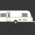 Beige Caravan Trailer with Red Stripe Windows and Door for Camping Travel