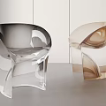 Modern Acrylic Leisure Chairs With Transparent Design Curved Shapes And Light Dark Tones