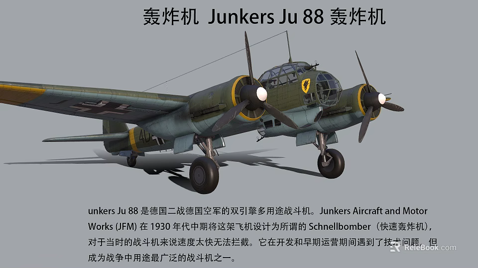 Junkers Ju 88 German World War II Twin Engine Multipurpose Fast Fighter Aircraft 3d model 