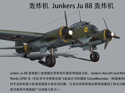 Junkers Ju 88 German World War II Twin Engine Multipurpose Fast Fighter Aircraft 3d model