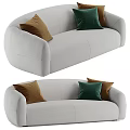Comfortable Modern Light Gray Sectional Sofa With Brown And Green Decorative Pillows 3d model