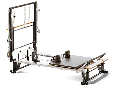 Pilates Reformer Fitness Equipment With Sliding Platform Metal Frame And Spring System For Home Gym 3d model