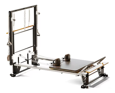 Pilates Reformer Fitness Equipment With Sliding Platform Metal Frame And Spring System For Home Gym 3d model