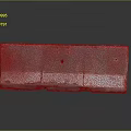 Rusty Worn Brick With Holes And Red Mark On Dark Background With Reflection 3d model