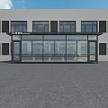 Stylish Full Transparent Glass Outdoor Smoking Shelter In Front Of Neat Modern Office Building