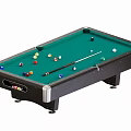 Professional Billiard Table With Green Felt Surface Colorful Balls And Cue Stick