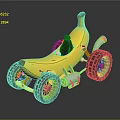 Fun Yellow Banana Shaped Car With Black Seat And Large Wheels